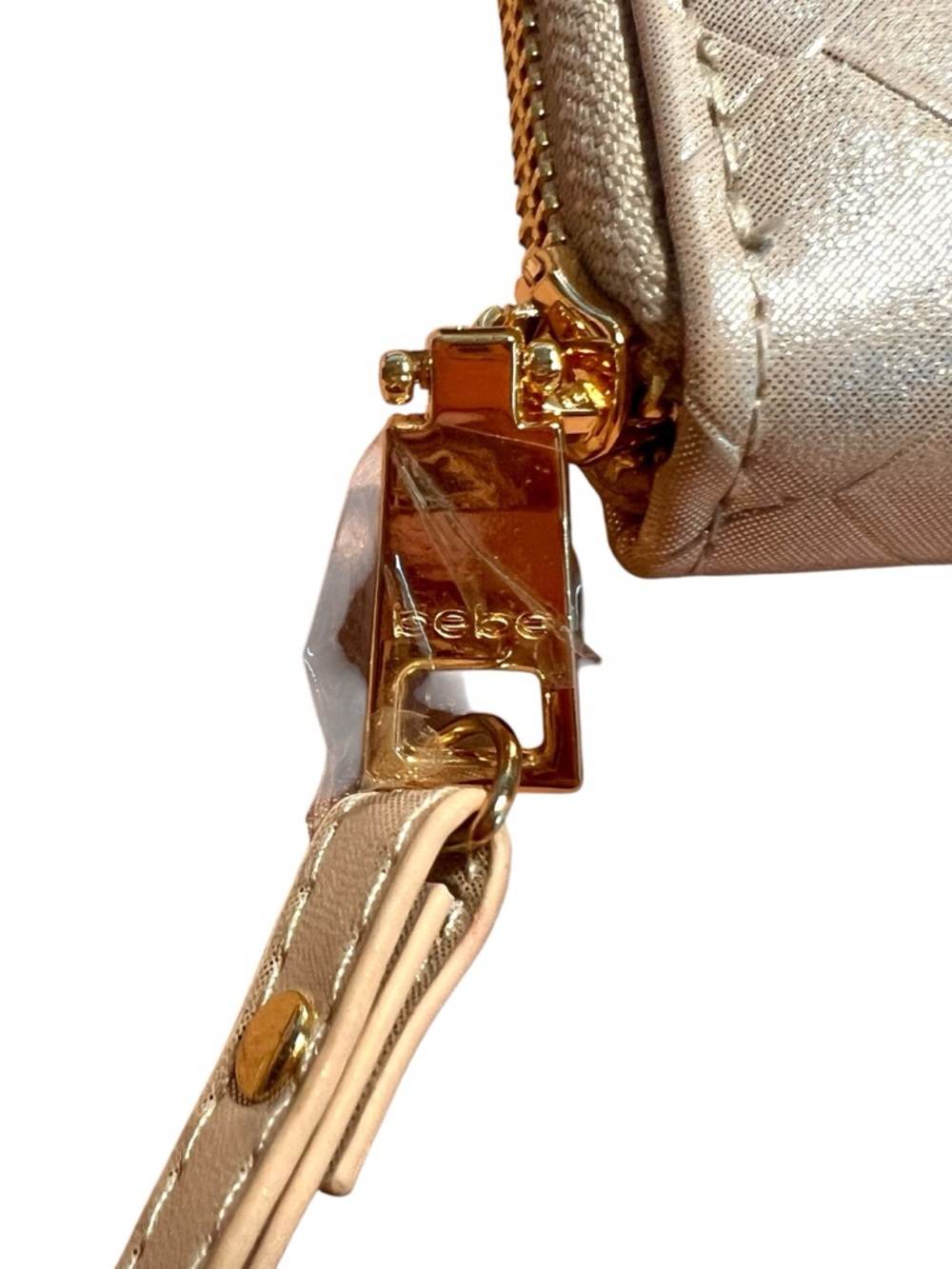 bebe Gold Quilted Zip-Around Wristlet Wallet for Women NEW - Picture 6 of 12